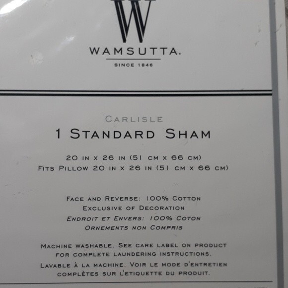 wamsutta carlisle Pillow sham 20 x 26 new neutral cotton tan beige gray - Picture 4 of 5